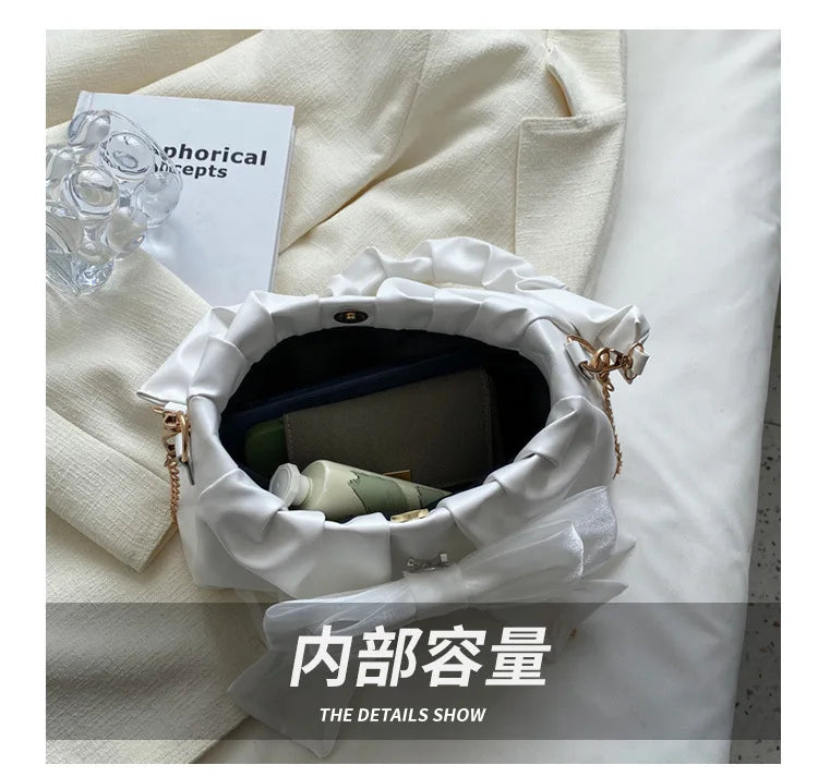 🍒Fashion small bag with bows  Shoulder bags for women with chain strap lovely bowknot design smart casual bag