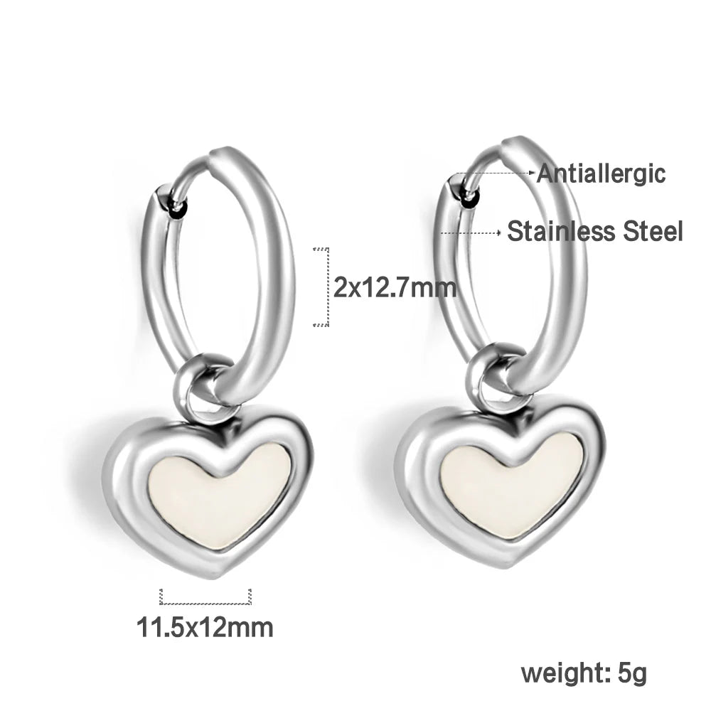 🍒Trendy jewellery stainless steel jewlry oil drip 18K gold plated hoop earrings butterfly shell bee heart earrings smart casual accessories