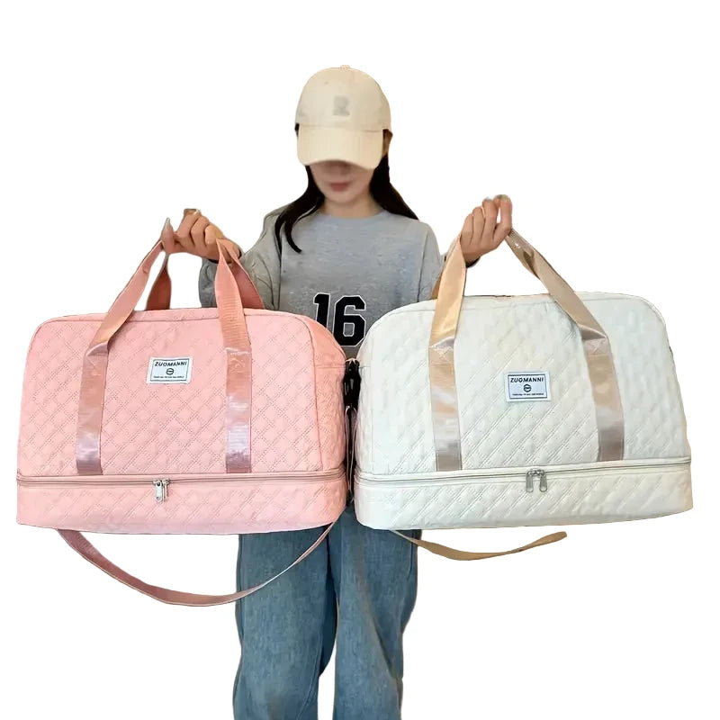 🍒Luxury duffel bag for women large capacity handbag shoulder & crossbody tote bag with compartments dry wet separation dual side pockets for travel gym etc.   Step Up To Quality In Your Gym Bag Tote