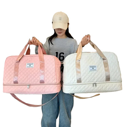 🍒Luxury duffel bag for women large capacity handbag shoulder & crossbody tote bag with compartments dry wet separation dual side pockets for travel gym etc.   Step Up To Quality In Your Gym Bag Tote