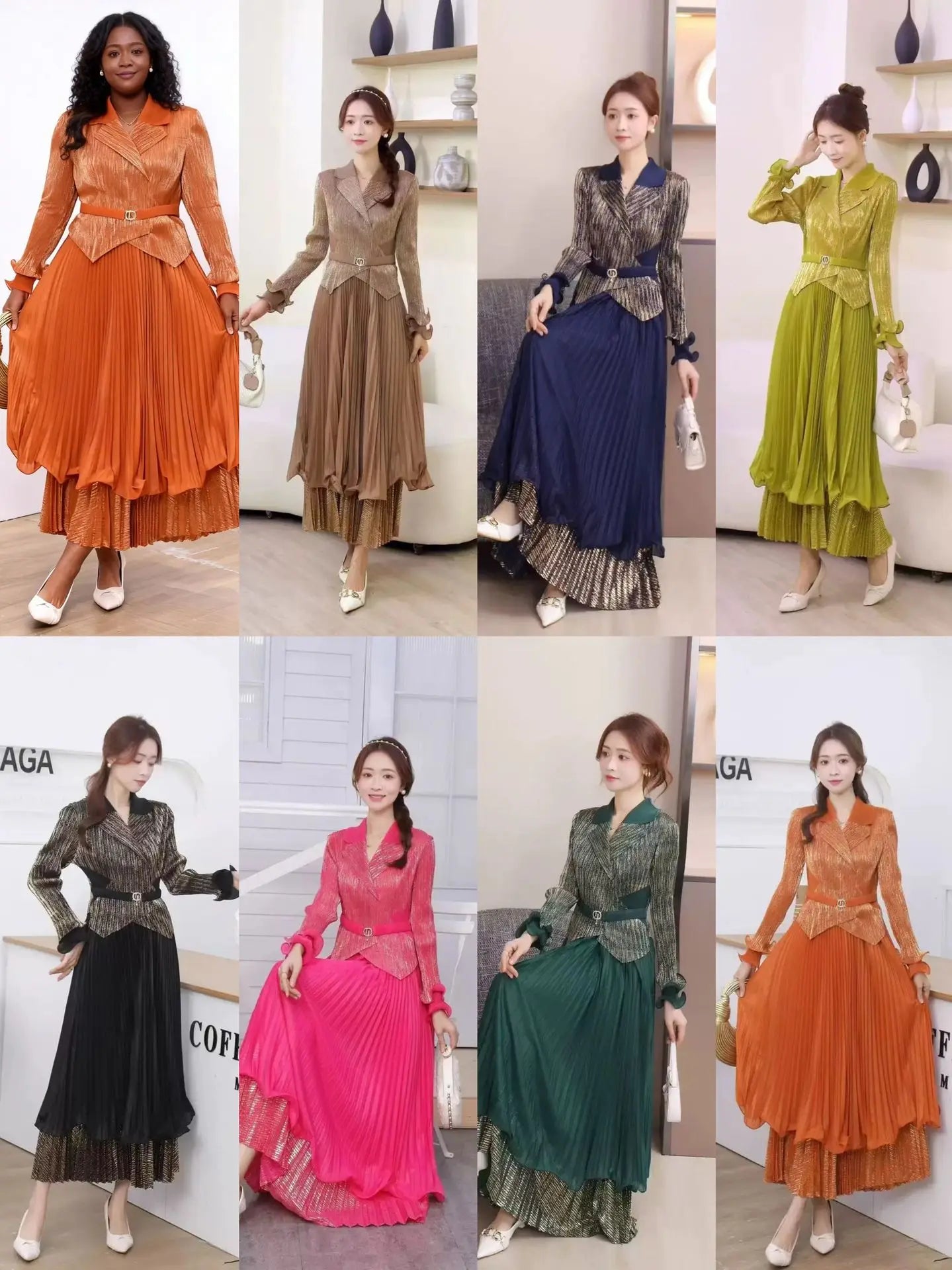 🍒Designer outfits for women fashion dress with collar jacket ruffle hem dress party occasion clothing high stretch garment approximately english size (12-16) Dont Be A Lemon Get An Orange  or…