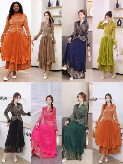 🍒Designer outfits for women fashion dress with collar jacket ruffle hem dress party occasion clothing high stretch garment approximately english size (12-16) Dont Be A Lemon Get An Orange  or…
