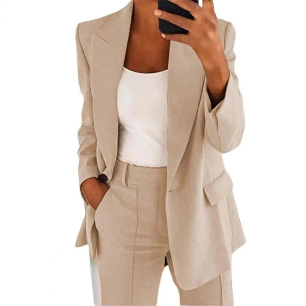 🍒Womens jacket and trouser suit smart casual clothing long sleeve suit jacket and pants two piece female fashion work wear office clothes Eat Loads Of Jacket Potatoes Without Feeling Pants Wearing This Set