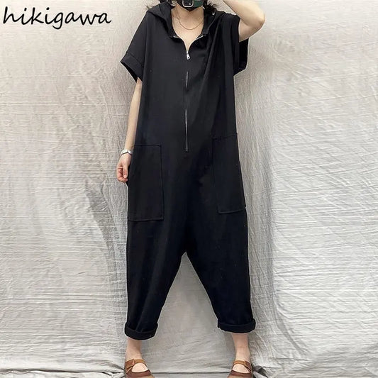 🍒Jumpsuit for women casual playsuit cargo pants zipper bodysuit summer long romper Y2k Clothes Be A Bear