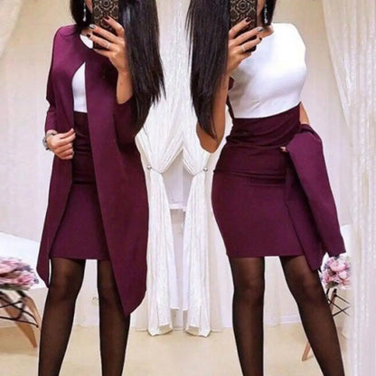 🍒Womens skirt suits work wear clothes business formal two piece office outfits with long jackets and pencil skirts This LONG Is SUITed to your wardrobe and will be SHORTly no SKIRTing around