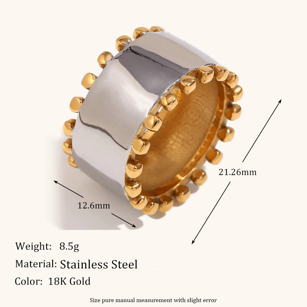 🍒Mix color jewellery round bead edge smooth stainless steel women's earrings stainless steel ring and stainless steel bracelet Set high-end design every day jewellery occasion Jewellery Gift This Gold Will Steel Attention