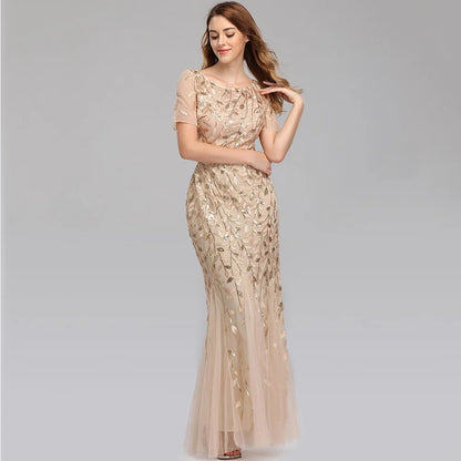 🍒Sequin maxi cocktail dress long bridesmaid prom outfit for special occasion party club bodycon vintage style clothing You'll Fish This Mermaid Out Time &Time