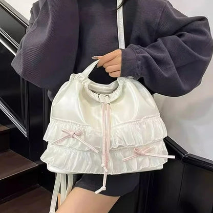 🍒Large capacity shoulder bag with bows versatile sweet girl fashion tote bag for women ballet style crossbody bag bow casual accessories