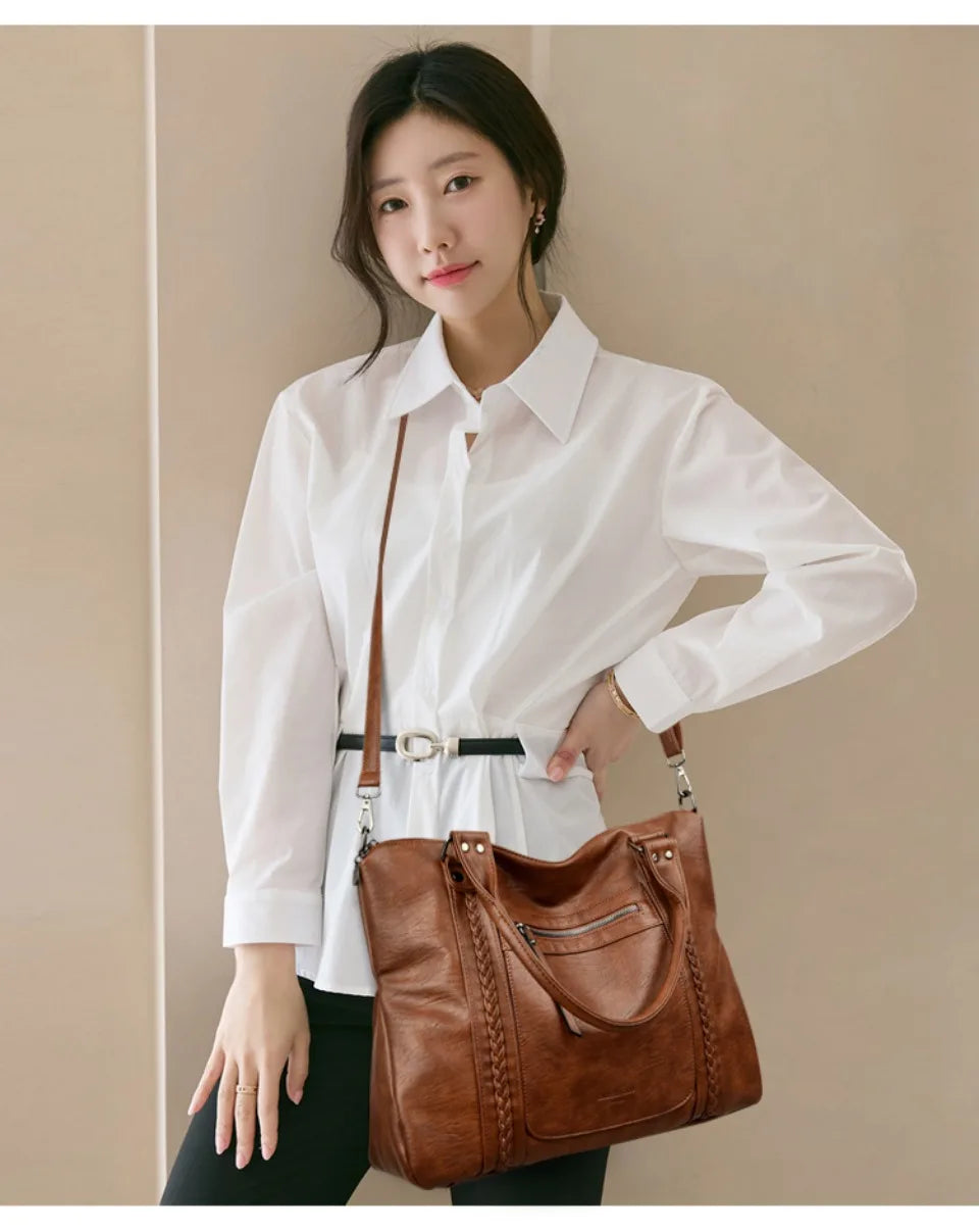 🍒Soft faux leather shoulder crossbody bags for women hot luxury handbag Designer casual tote office work bag Clever Faux Leather