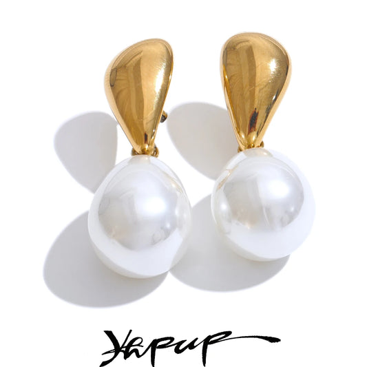🍒Simulated pearls earrings drop earrings stainless steel stylish Versatile daily Jewellry occasion jewellery  Gift Pretty Perfect Pearl