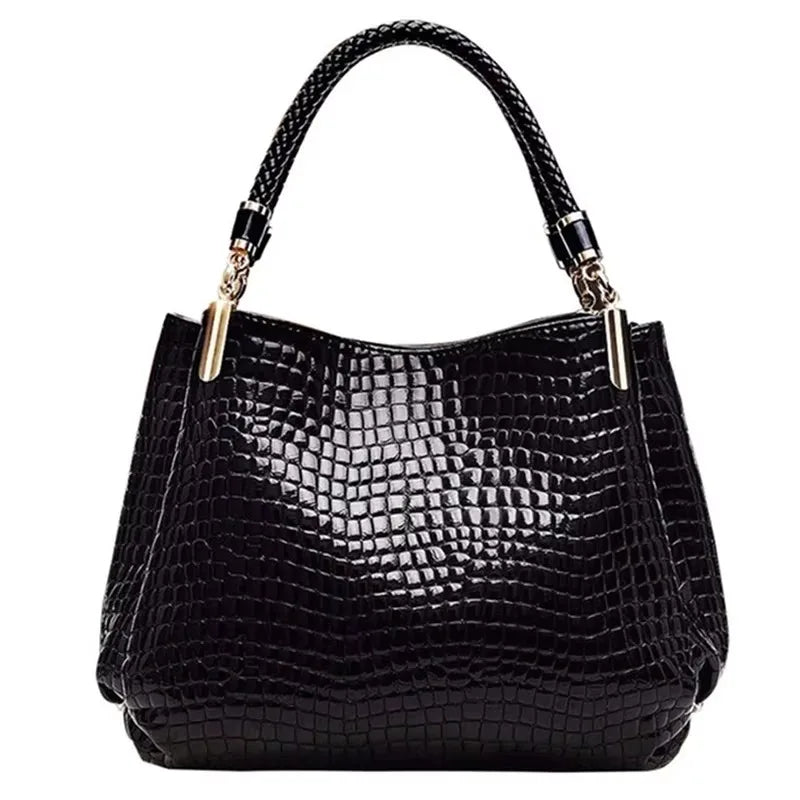 🍒 Crocodile embossed bag crossbody for women female shoulder bag messenger bag grab bag tote bag luxury designer handbags 3 layers Handle A Snap Crocodile