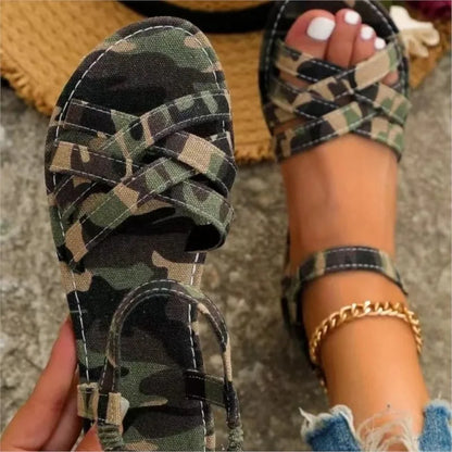 🍒Summer sandals for women casual sliders open shoes flats footwear buckle sandals Tick These Cross Sandals