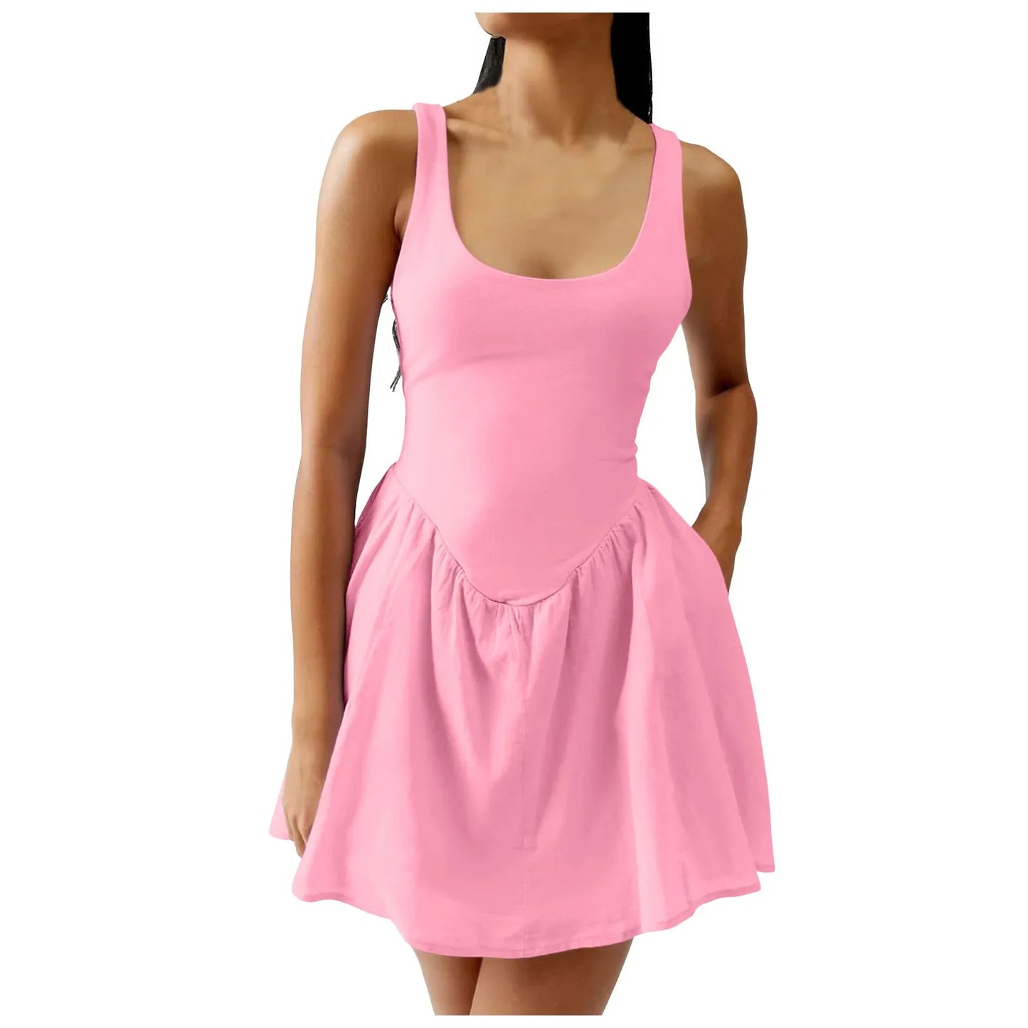 🍒Women's tennis dress workout outfits sleeveless cotton mini dress athletic wear sporty holiday wear beach dress outfit Game Set...