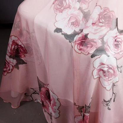 🍒Vintage bohemian long skirt full elegant chiffon fashion beach wear smart casual women high waist maxi skirt outfit summer Clothing Fill Your Basket With Roses