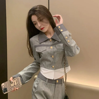 🍒Pants woman office wear and top 2 piece sets for women smart casual clothing suits spring autumn wear Everbody Suits Grey