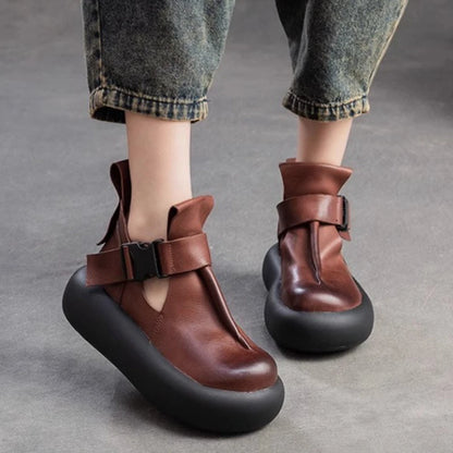 🍒Buckle leather shoes thick sole non slip oxford booties hollow buckle leather fashion comfortable Increase non-slip footwear Don’t Slip Up On These Non slips Slip These In Your Basket
