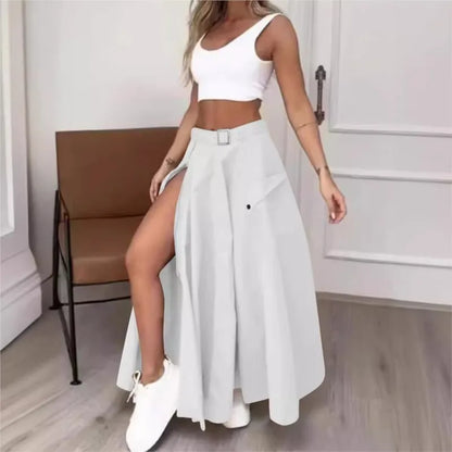 🍒Elegant maxi  skirts for women clothing trend 2025  smart casual clothing spring summer high waist Irregulur  zipper pockets female fashion wear Maxi ~mum Style With Comfort