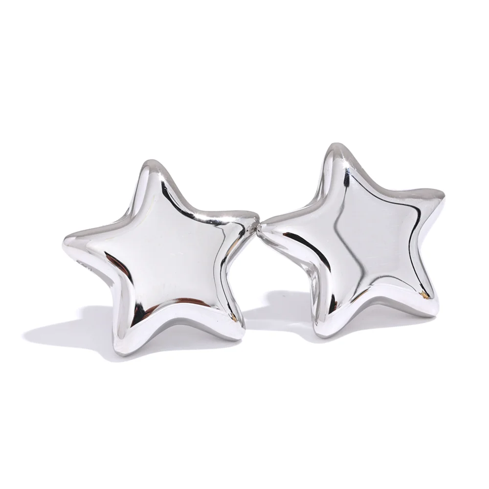 🍒Stainless steel star stud earrings cute stud earrings smooth 18K gold plated rust proof jewellery trendy accessories for women Gift Get This Steel Its A Star