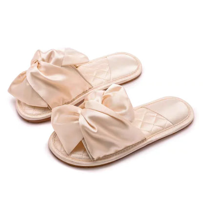 🍒Wedding slippers peep toe bedroom home sandals bride bridesmaid Newlywed Celebration shoes with silk bow smart casual slides for women luxury high end shoes Slipp -her A Gift And Gift Yourself
