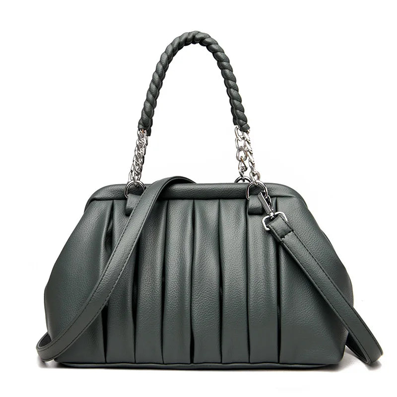 🍒Luxury large capacity pu leather women's crossbody bag Vintage style shoulder bag chain handbags for ladies Fashion carry bag