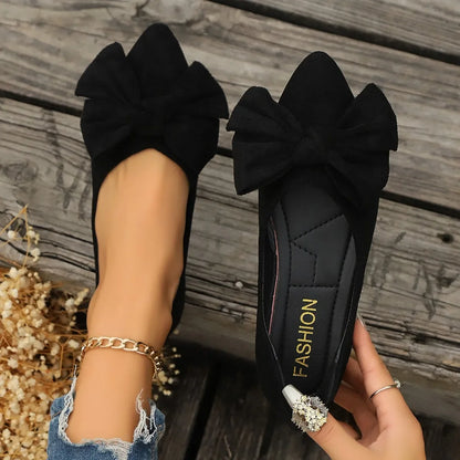 🍒Bow shoes flat fashion footwear comfortable and versatile genuine suede women's shoes smart casual simple wear-resistant flat occasion footwear for partes bottom bow outdoor slippers Walk BOW-ldly In Your Bows