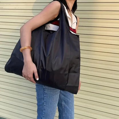 🍒Large capacity foldable portable supermarket tote environmentally friendly shopping grocery bag waterproof shoulder storage bag