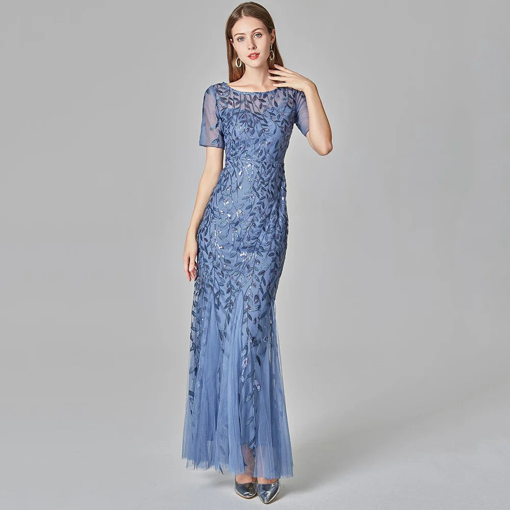 🍒Sequin maxi cocktail dress long bridesmaid prom outfit for special occasion party club bodycon vintage style clothing You'll Fish This Mermaid Out Time &Time