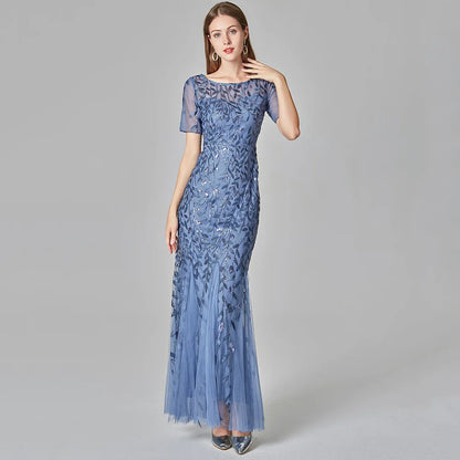 🍒Sequin maxi cocktail dress long bridesmaid prom outfit for special occasion party club bodycon vintage style clothing You'll Fish This Mermaid Out Time &Time