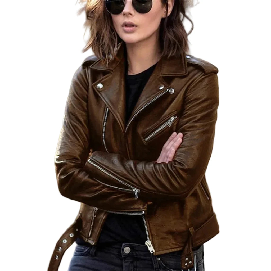 🍒Faux leather moto Jackets spring autumn fashion zip up outerwear smart casual biker jacket plus size outdoor clothes Get On The Moto Bike
