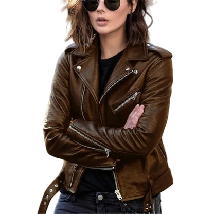 🍒Faux leather moto Jackets spring autumn fashion zip up outerwear smart casual biker jacket plus size outdoor clothes Get On The Moto Bike
