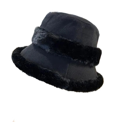 🍒Furry fisherman hat women's autumn winter fleece lined warm bucket hat windproof ear. protection headwear  Primpy Plush Puppie