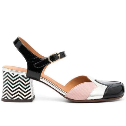 🍒Genuine leather chunky heels sandals womans pump sandals buckle ankle strap shoe open back wedding guest 33-46 shoes smart casual occasion footwear Chuck In Your Chunks