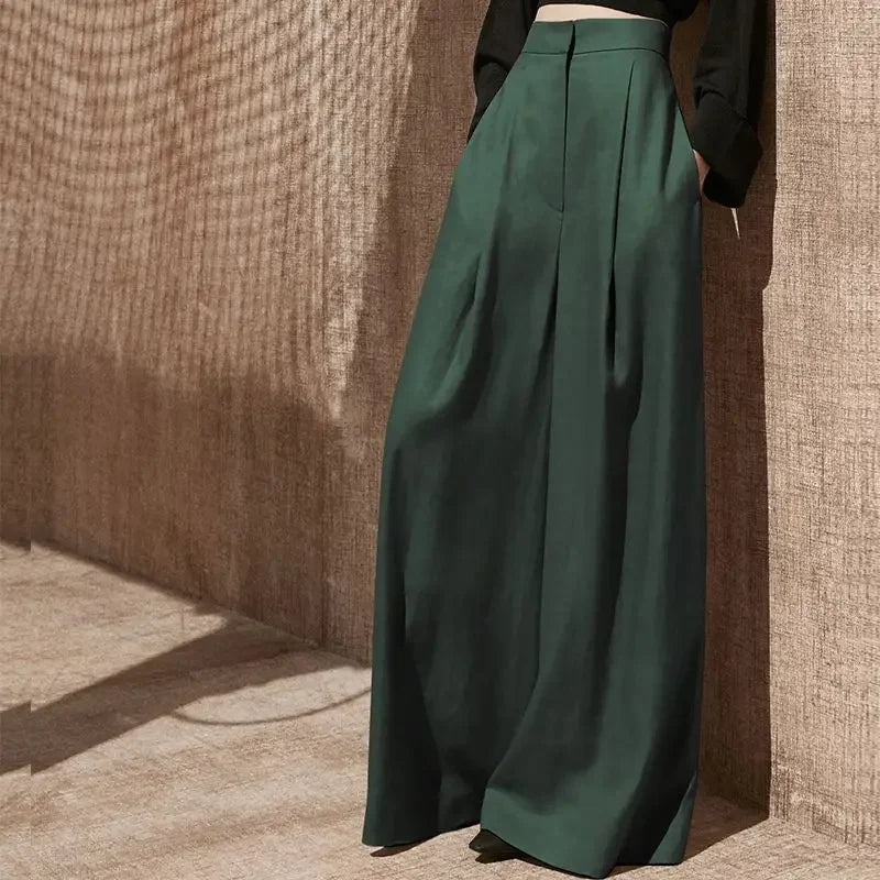 🍒Womans trendy trousers wide leg with pockets all season clothes comfortable stretch pants classic smart casual clothing party occasion wear Cover Yourself With Cool Clothes