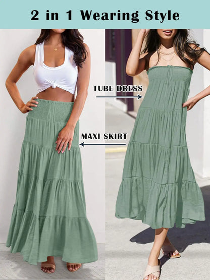 🍒High waisted midi skirts fashion clothing for women casual long skirt outfit Midaxi gypsy casual wear summer wear Beau boo