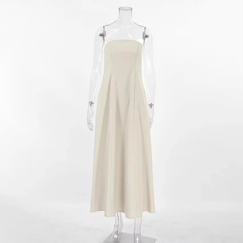 🍒French cotton dresses linen holiday clothes strapless outfits high waist backless summer clothing long dress for women maxi fashion Ladies Line Up For Your linen