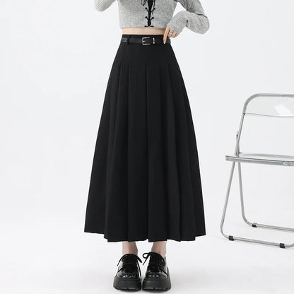 🍒Pleated maxi skirt fashion for women elegant wear with belt vintage  pleated clothing female fashion streetwear Com-PLEATly Cool