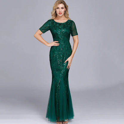 🍒Sequin maxi cocktail dress long bridesmaid prom outfit for special occasion party club bodycon vintage style clothing You'll Fish This Mermaid Out Time &Time