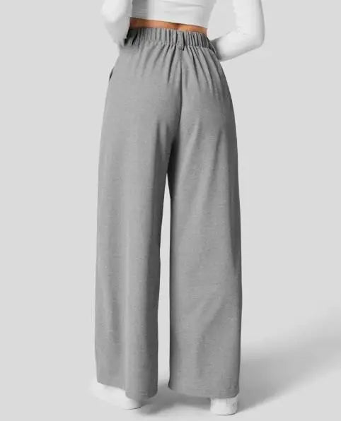 🍒Elegant women straight pants flowy solid colour high waisted trousers wide leg work wear female fashion clothes No Need To Put The Leg Work In To Get These Legs