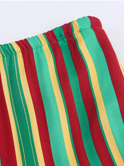 🍒Striped wide leg casual pants women straight stripe drawstring trousers multicolour clothing high Waist smart casual female clothes Look Hot In Peppers