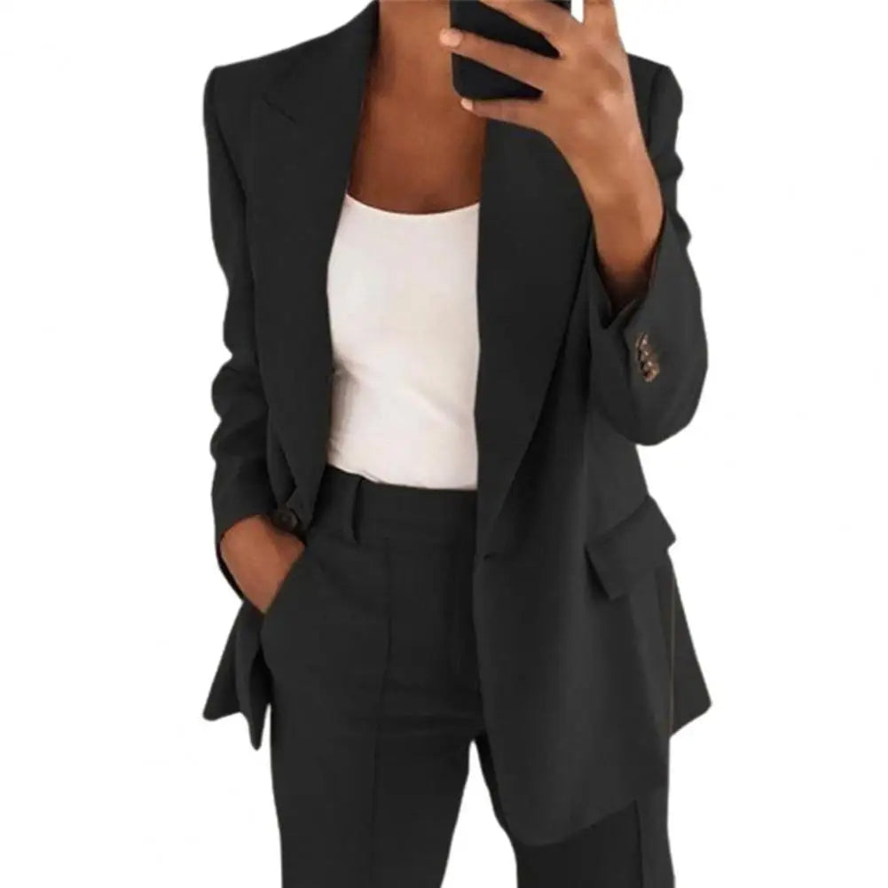 🍒Womens jacket and trouser suit smart casual clothing long sleeve suit jacket and pants two piece female fashion work wear office clothes Eat Loads Of Jacket Potatoes Without Feeling Pants Wearing This Set