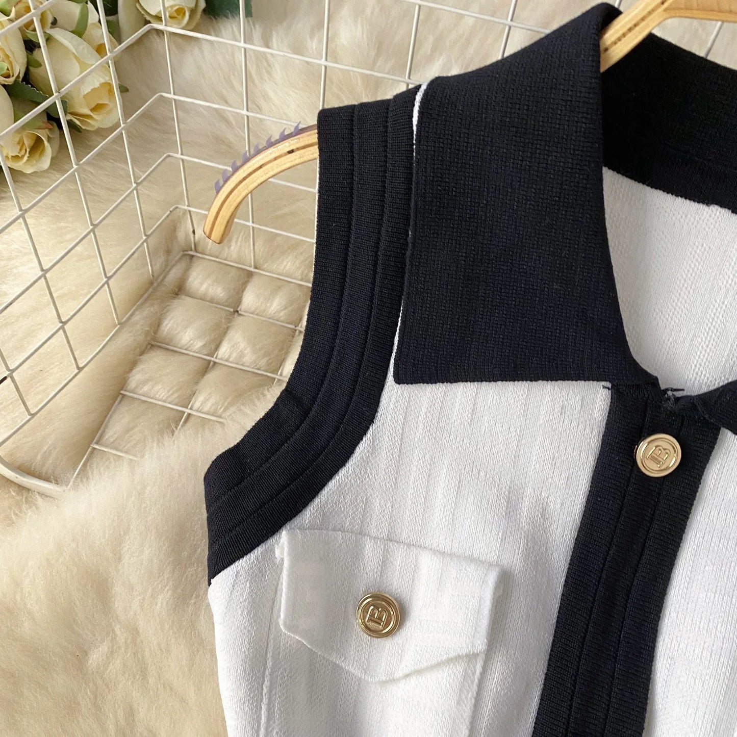 🍒knitted mini dress bodycon  sleeveless outfit shirt dress smart casual knitwear women summer fashion