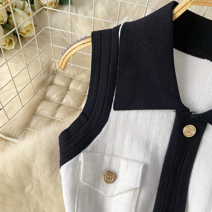 🍒knitted mini dress bodycon  sleeveless outfit shirt dress smart casual knitwear women summer fashion