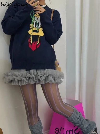 🍒Sweet girl fashion for women high waist a-line mini skirt cute pleated gauze summer clothing  y2k mesh skirts Mesh To Mini Mesh