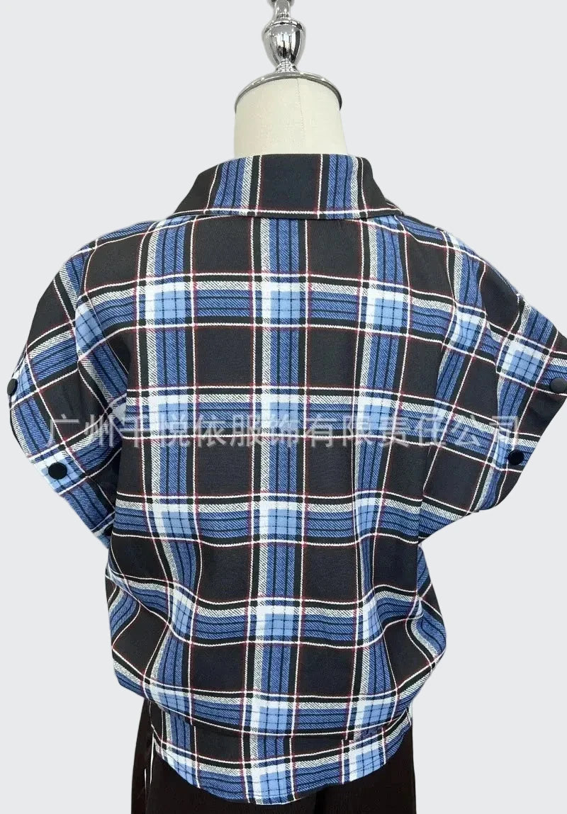 🍒Women's spring shirt Jacket checkered short-sleeved pocket retro luxurious chic trendy minimalist fashion check blouse designer comfy style clothing Dont Be Stale Mate Get This Checkers