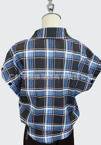 🍒Women's spring shirt Jacket checkered short-sleeved pocket retro luxurious chic trendy minimalist fashion check blouse designer comfy style clothing Dont Be Stale Mate Get This Checkers