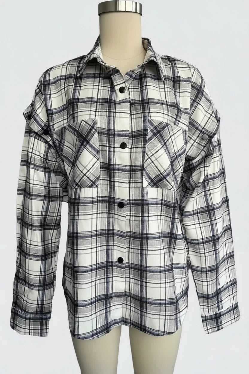🍒Women's spring shirt Jacket checkered short-sleeved pocket retro luxurious chic trendy minimalist fashion check blouse designer comfy style clothing Dont Be Stale Mate Get This Checkers