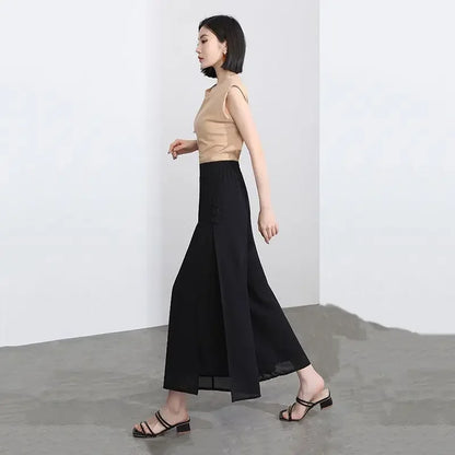 🍒High waist summer skirt trousers for women smart casual wear a-line clothing aesthetic quality pants No Need To Look Far And Wide For This Wide Wide