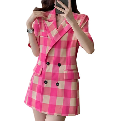 🍒Spring summer blazer light luxury high-end blazer women's check fashion jacket loose fit design suit top smart casual clothing for women   Check Out This Hottie