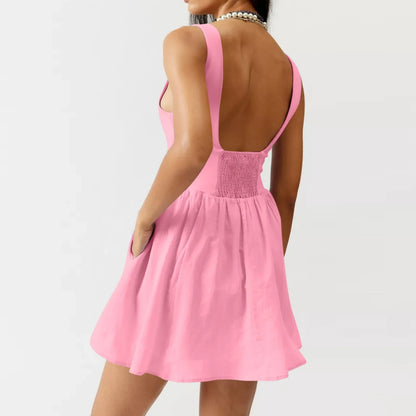 🍒Women's tennis dress workout outfits sleeveless cotton mini dress athletic wear sporty holiday wear beach dress outfit Game Set...