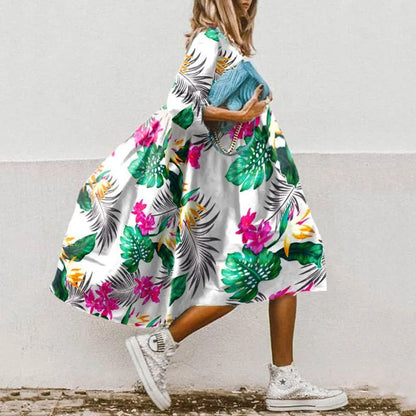 🍒Dresses for women loose colour printed fashion smart casual clothing party vacation womens bohemian beach dress